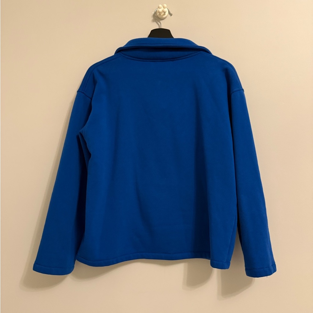 Zenana Cobalt Blue Snap Collar Pullover Sweatshirt | Cozy Fleece | Size S - Picture 4 of 6